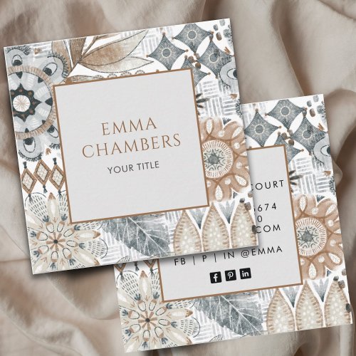 Earthy Boho  Square Business Card