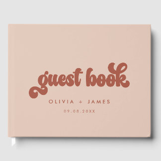 Earthy Boho Terracotta Pink Customizable Wedding Guest Book