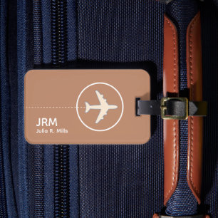 Earthy Boho Warm Terracotta Brown Luggage Tag