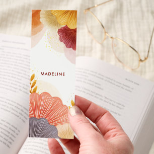 Earthy Boho Watercolor Floral Personalized Bookmarks