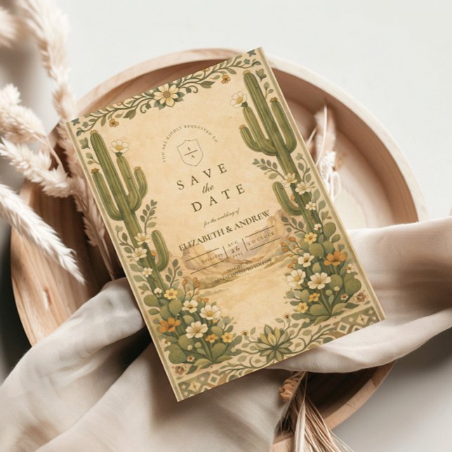 Earthy Botanical Desert Wedding Save The Date (Creator Uploaded)