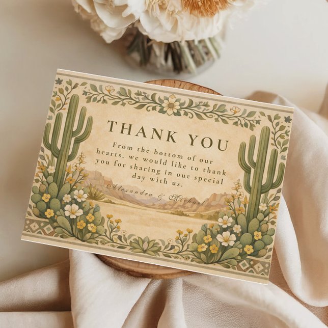 Earthy Botanical Desert Wedding Thank You Card (Creator Uploaded)
