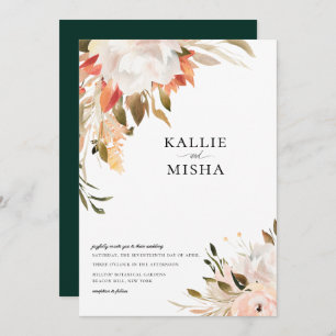 Earthy Botanical Floral Bouquet Wedding Invitation