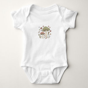 Earthy Botanical Mushroom Graphic Baby Bodysuit