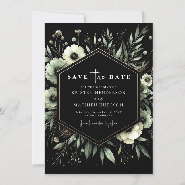 Earthy Botanical Romance Sage Green Wedding  Save The Date (Front)