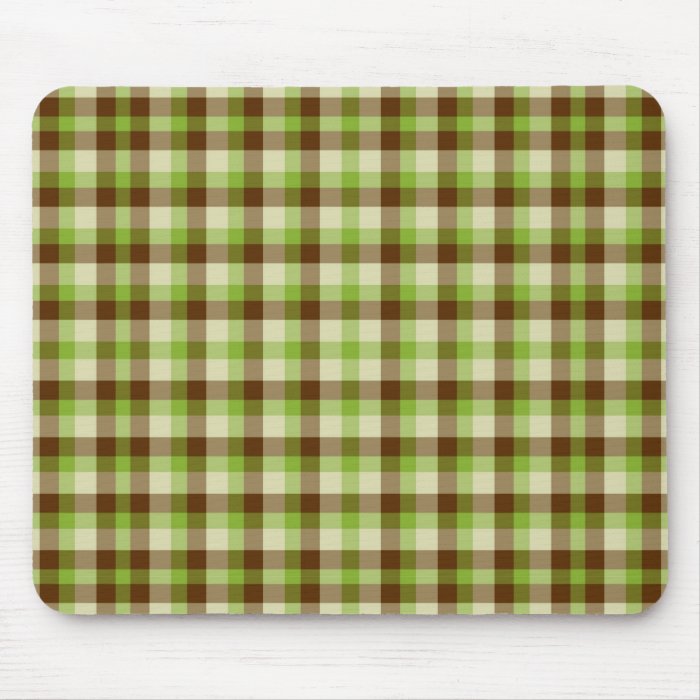 Earthy Brown and Green Plaid Mousepads