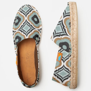 Earthy Brown and Teal Ethnic Pattern Espadrilles