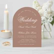 Earthy Brown Arch Simple Calligraphy Wedding