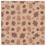 Earthy Brown Autumn Leaves Printed Fabric