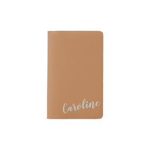 Earthy Brown Blue Minimalist Personalized Name Pocket Moleskine Notebook
