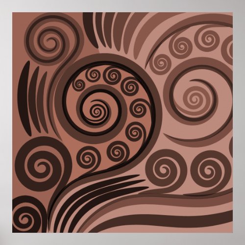 Earthy Brown Fern Frond Curls  Poster