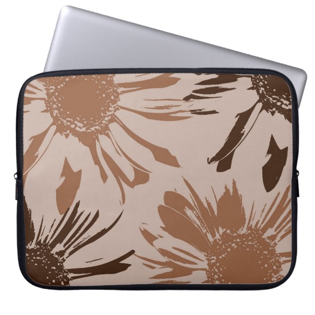 Earthy Brown Gerbera Flowers Laptop Sleeve (Front)