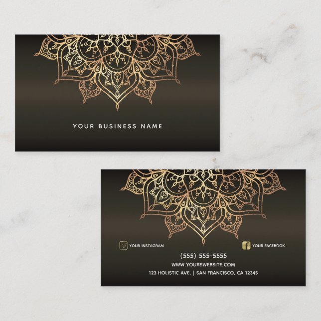 Earthy Brown & Gold Mandala Holistic Spa Business  Business Card (Front/Back)