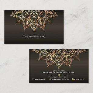 Earthy Brown & Gold Mandala Holistic Spa Business Business Card