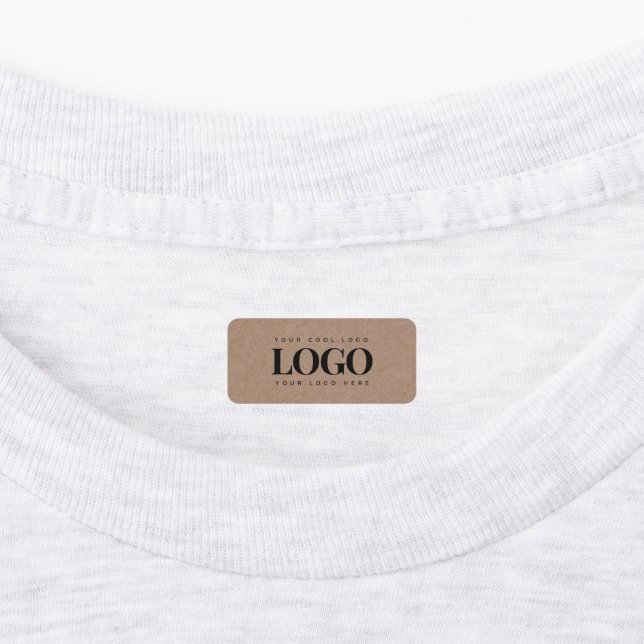Earthy Brown Kraft &Custom Business Rectangle Logo Kids' Labels (Affixed)