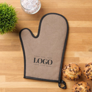Earthy Brown Kraft &Custom Business Rectangle Logo Oven Mitt