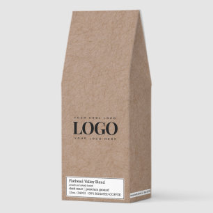 Earthy Brown Kraft &Custom Business Rectangle Logo Roasted Coffee