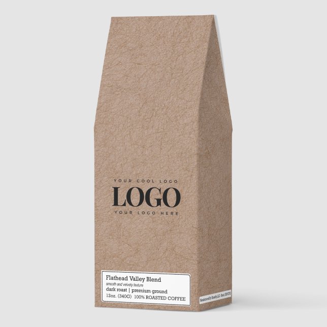 Earthy Brown Kraft &Custom Business Rectangle Logo Roasted Coffee (Front)