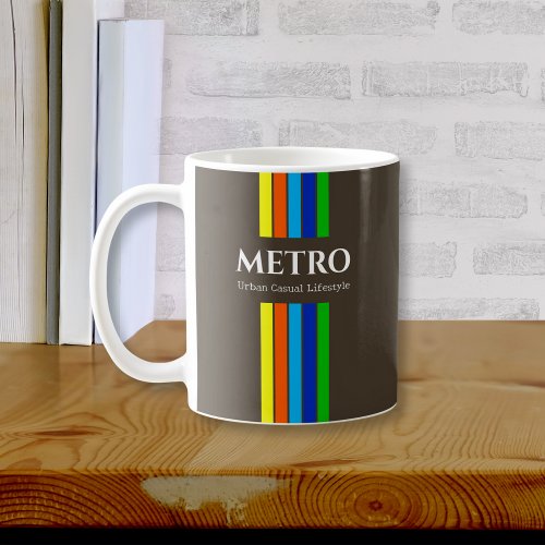 Earthy Brown Modern Stripes Business Name Logo Coffee Mug