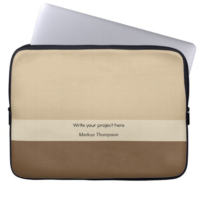 Earthy brown monogrammed Business and project Laptop Sleeve (Front)