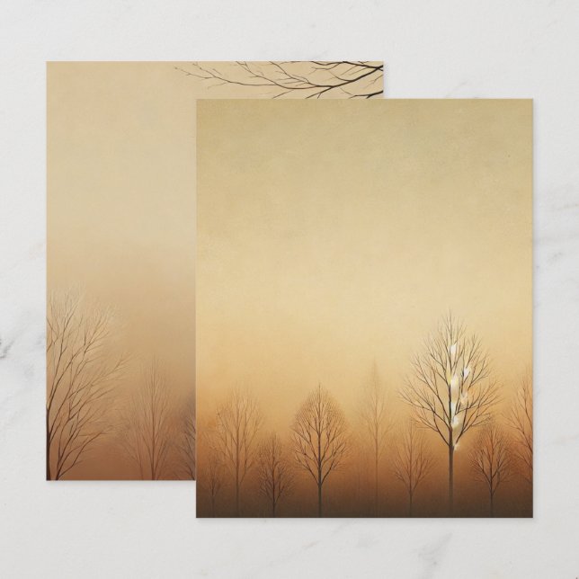 Earthy Brown Sunset Autumnal Ombre Scrapbook Paper (Front/Back)