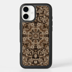 Earthy Brown Swirl Mandala with Woodgrain Effect iPhone 16 Plus Case