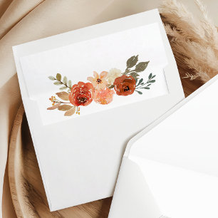 Earthy Burnt Orange Floral Terracotta Wedding Envelope Liner