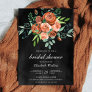 Earthy Burnt Orange Roses Dark Grey Bridal Shower Invitation