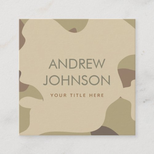 Earthy Camo Camouflage Military Style Pattern  Square Business Card