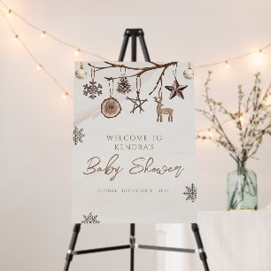 Earthy Christmas Baby Shower Welcome Sign