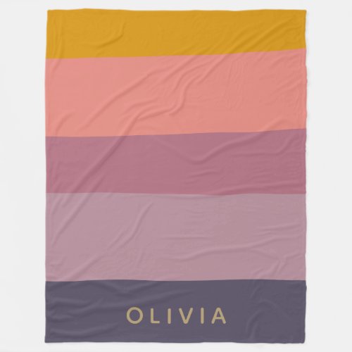 Earthy Color Block Shapes Purple Personalized Fleece Blanket