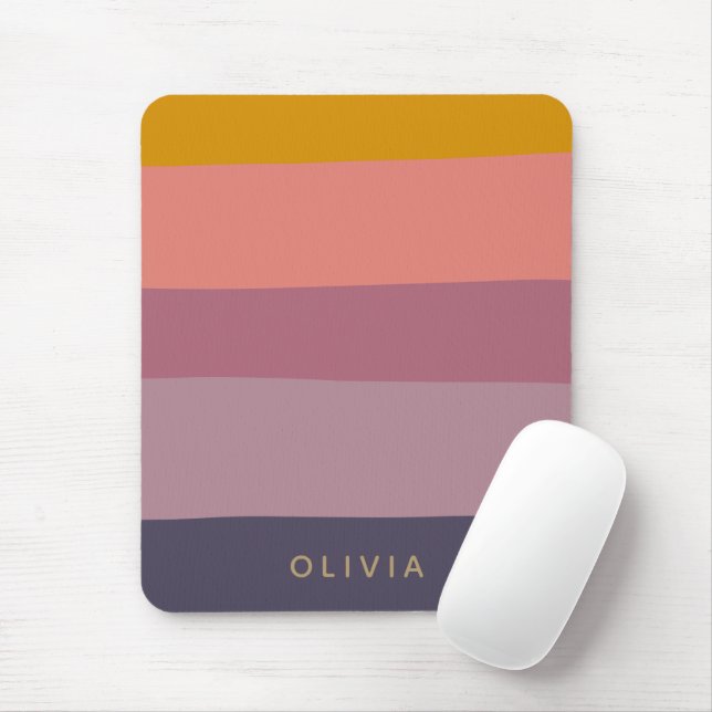 Earthy Color Block Shapes Purple Personalized Mouse Pad (With Mouse)