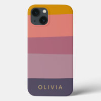 Earthy Color Block Shapes Purple Personalized Name