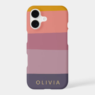 Earthy Color Block Shapes Purple Personalized Name iPhone 17 Case