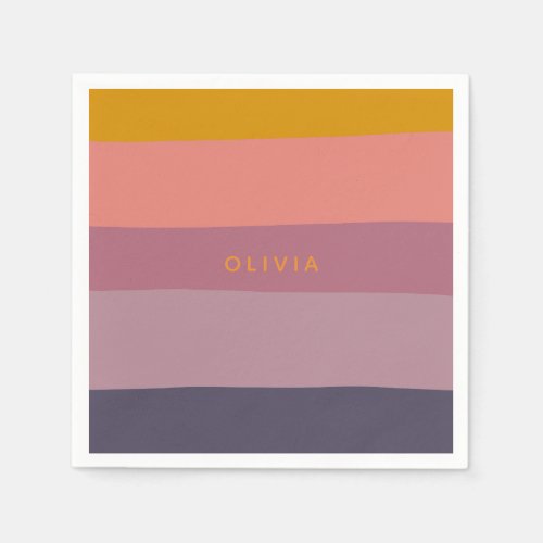 Earthy Color Block Shapes Purple Personalized Napkins