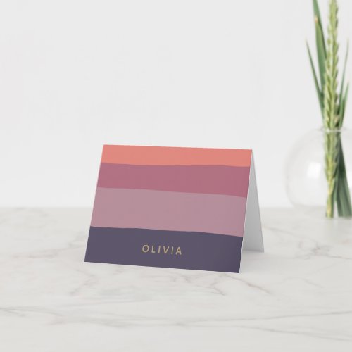 Earthy Color Block Shapes Purple Personalized Note Card