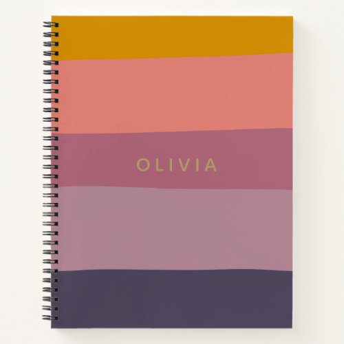 Earthy Color Block Shapes Purple Personalized Notebook