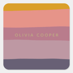 Earthy Color Block Shapes Purple Personalized Square Sticker