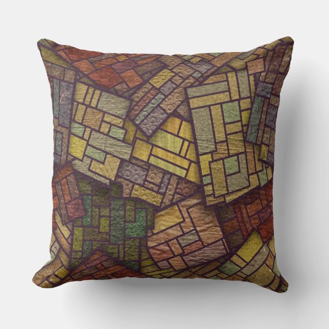 Earthy Color Block Throw Pillow (Front)