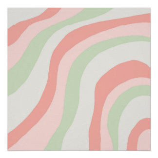 Earthy Color Wavy Stripe Minimalist Spring Summer Poster