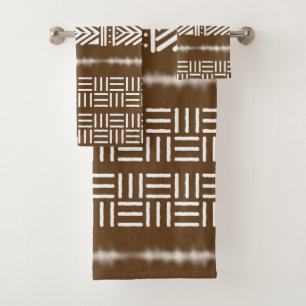 Earthy Colored African Mud Cloth Design Towel Set