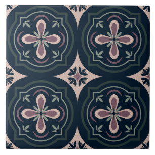 earthy colored floral geometric tiles