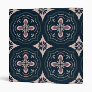 earthy colored floral geometric tiles 3 ring binder