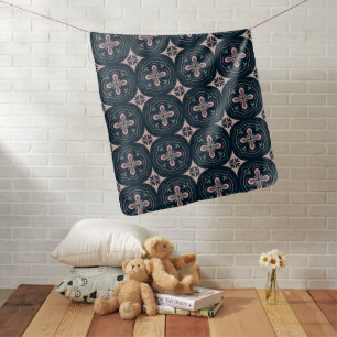 earthy colored floral geometric tiles baby blanket