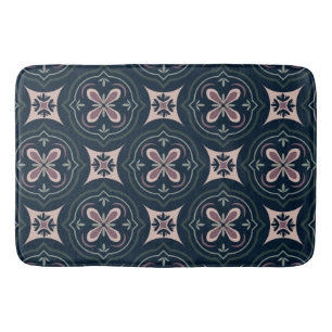 earthy colored floral geometric tiles bath mat