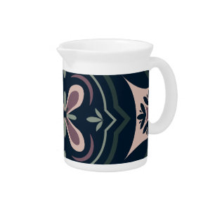 earthy colored floral geometric tiles beverage pitcher