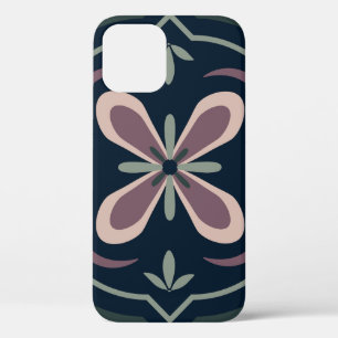 earthy colored floral geometric tiles iPhone 12 case