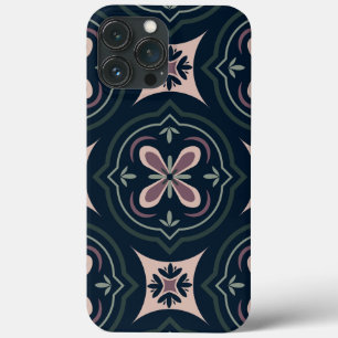 earthy colored floral geometric tiles iPhone 13 pro max case