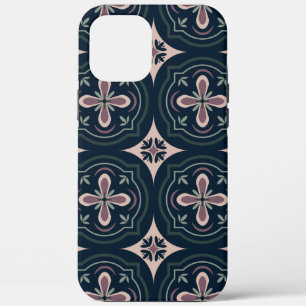 earthy colored floral geometric tiles iPhone 12 pro max case