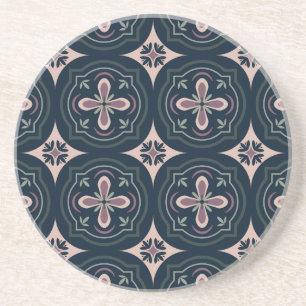 earthy colored floral geometric tiles coaster